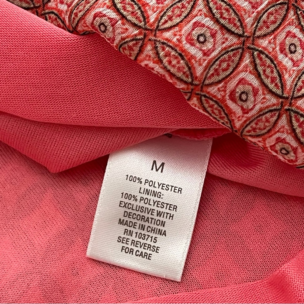Roz & Ali Top Sleeveless Geometric Print Embellished Neckline Size M - Picture 13 of 14